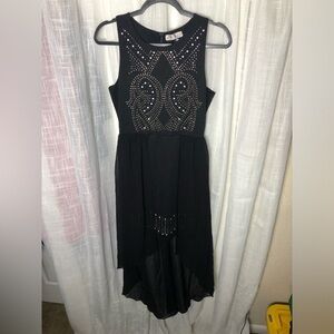 BLVD Black High Low Dress with Silver Accents
